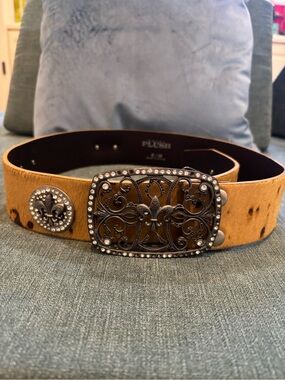 Vintage cowhide Plush brand western belt